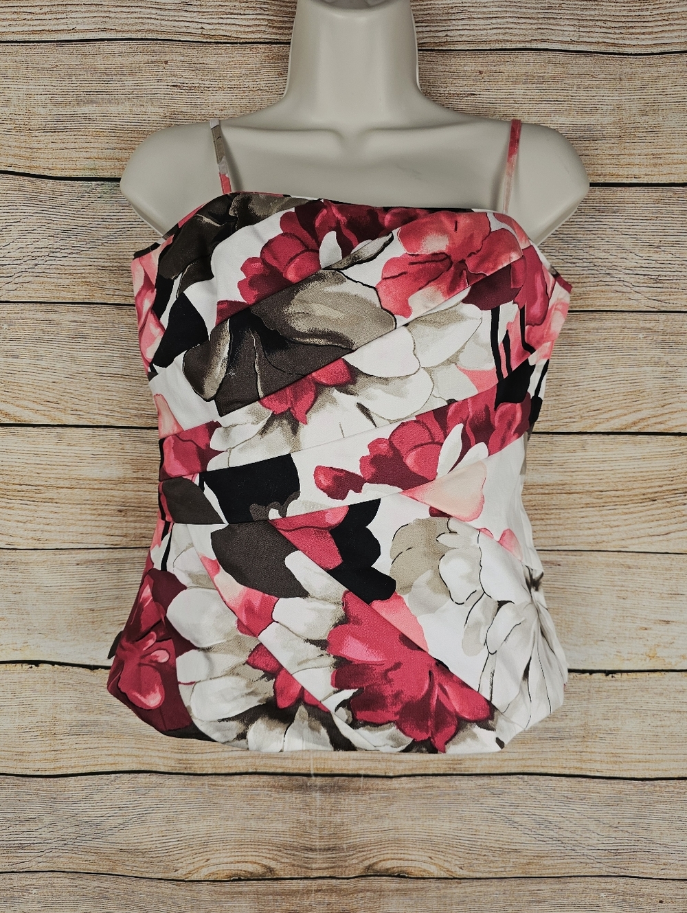 White House Black Market Floral Print Cotton Strap or Strapless Bustier Size 6